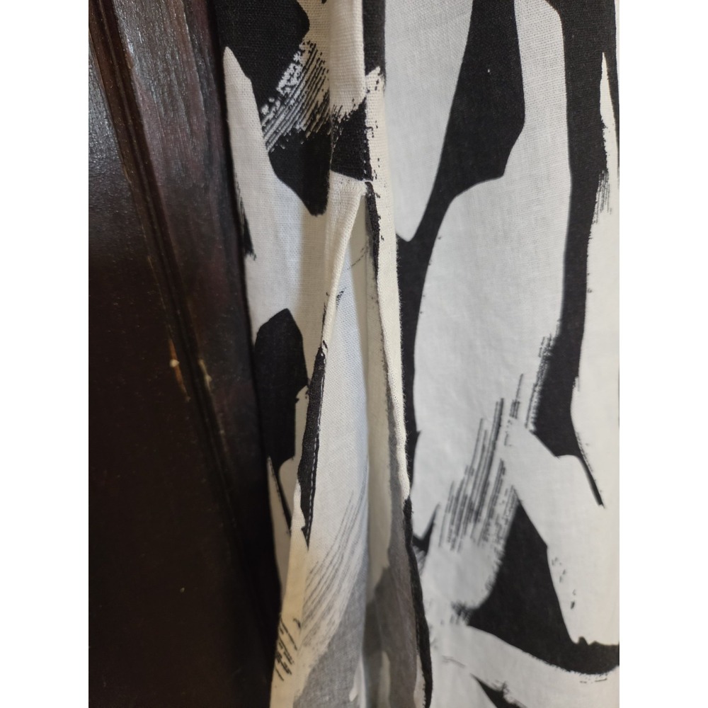 DKNY Dress Linen Blend Long Slits L Black White New With Tags Boho Beach Casual - Picture 7 of 12